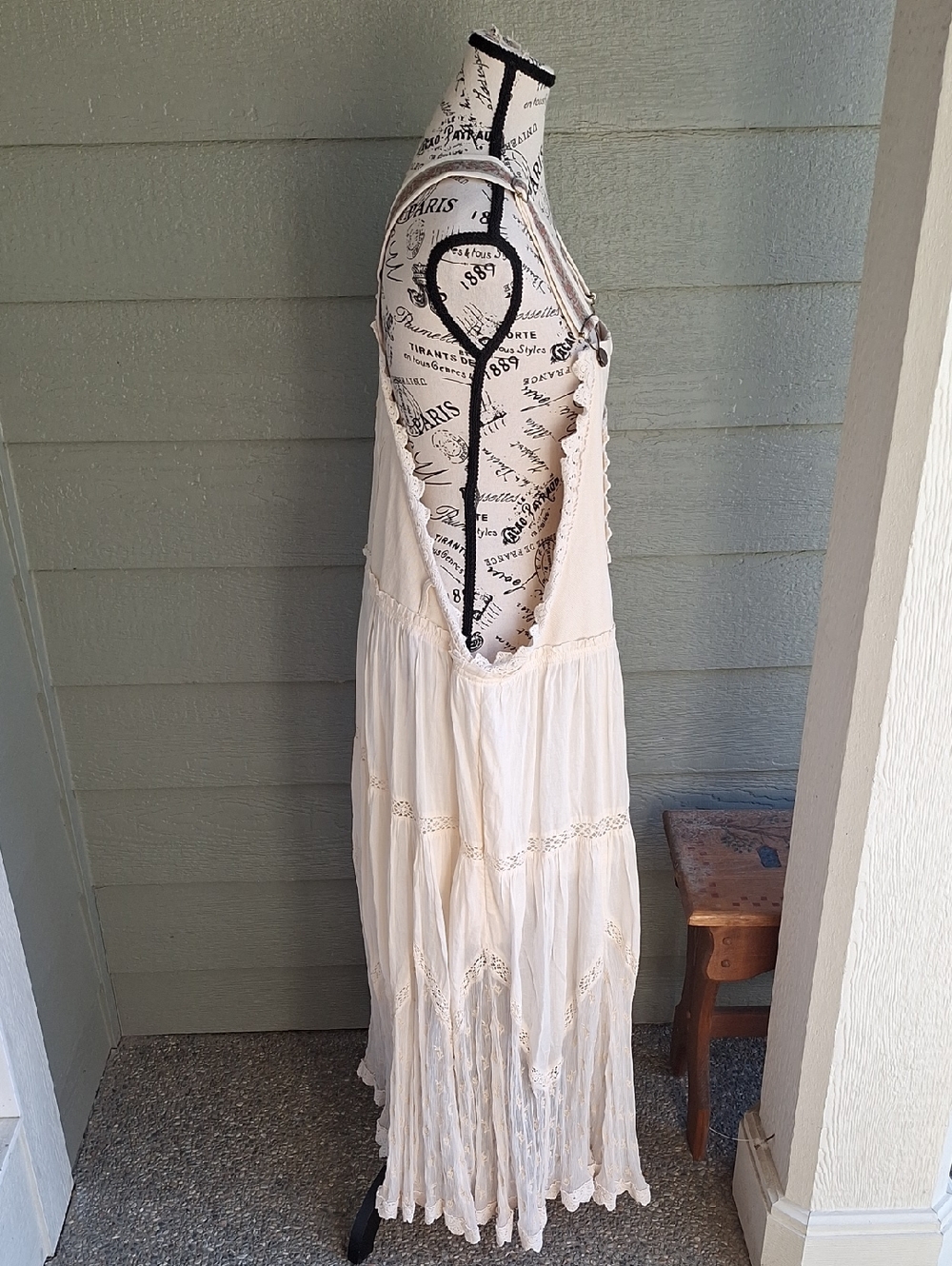 Free People Trails End Lace Crochet Vintage Overall Maxi Dress Skirtall XL - Picture 7 of 15